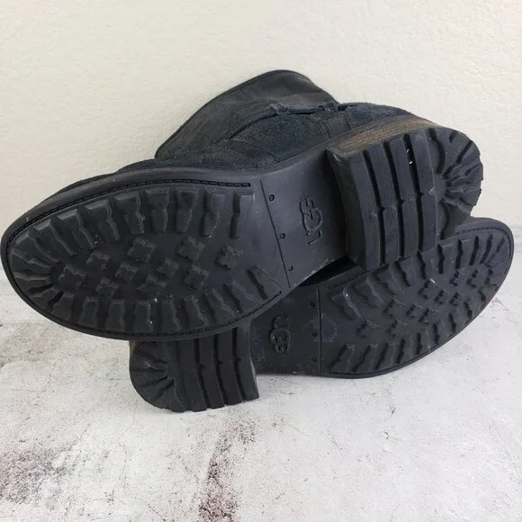 UGG Silva Moto Boots Leather Nubuck Harness Zip Slouchy Snakeskin size 9 EU 40 - Picture 13 of 15